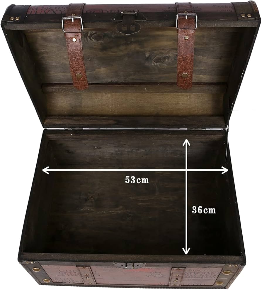 Amazon | Aoakua 鍵付き 海賊木箱 アンティーク宝箱 特大サイズ （横幅