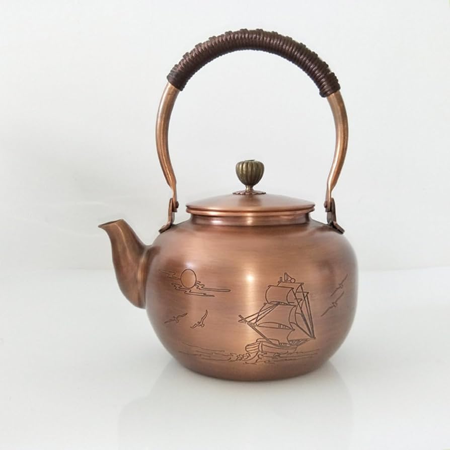 薬缶 ヤカン 銅 草花文様 掘り 茶道具 風炉 炉端 囲炉裏 薬缶 ヤカン