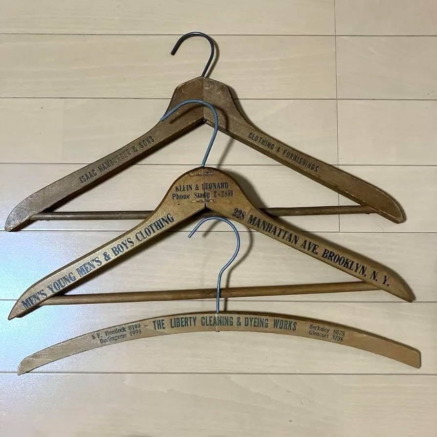 アンティーク雑貨 アンティーク/木製 ウッド ハンガー/7本セット/刻印
