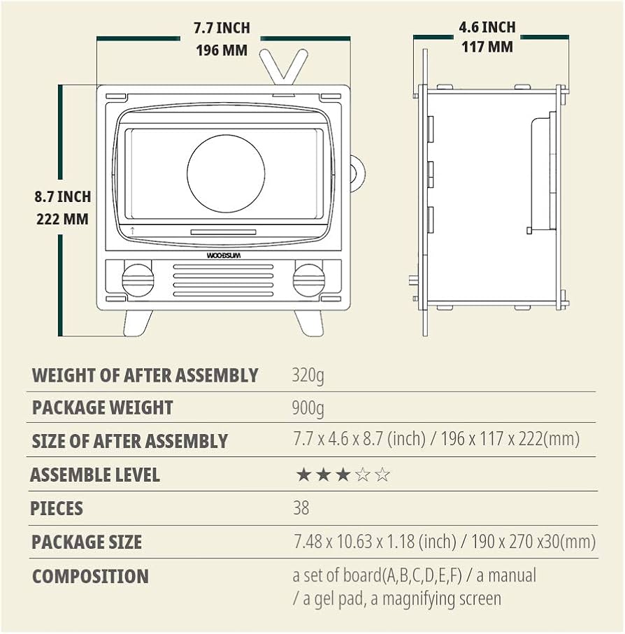Amazon | WOODSUM 完全機能木製3DパズルスマートフォンテレビDIYキット
