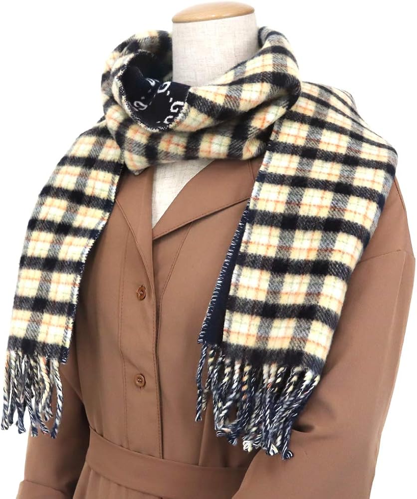 Amazon | グッチ GUCCI マフラー リバーシブル GG柄 チェック柄 ウール