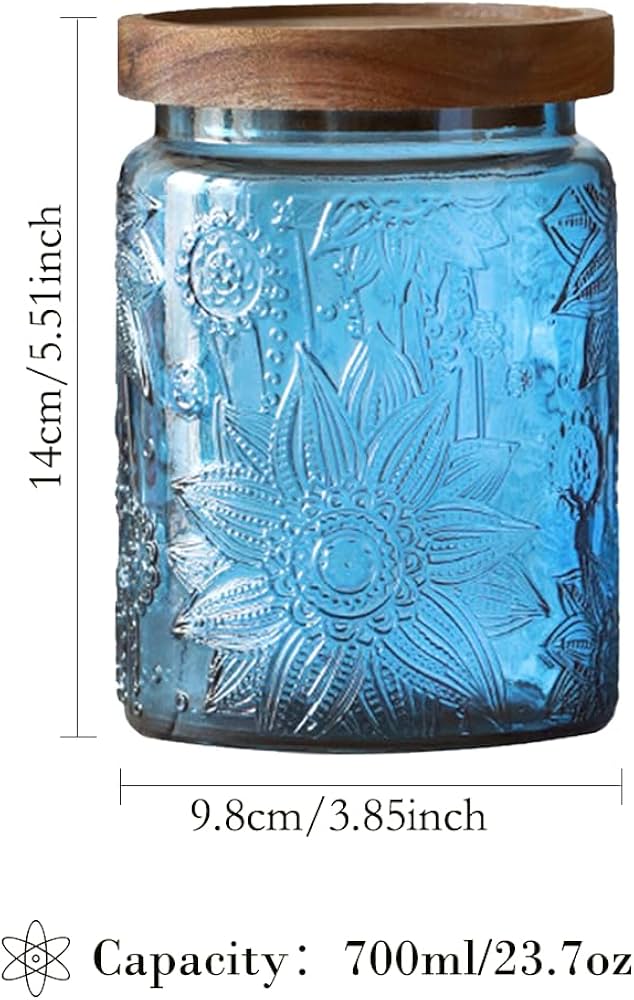 Amazon.com: Set of 2 Vintage Blue Glass Storage Jars, 23.7 oz