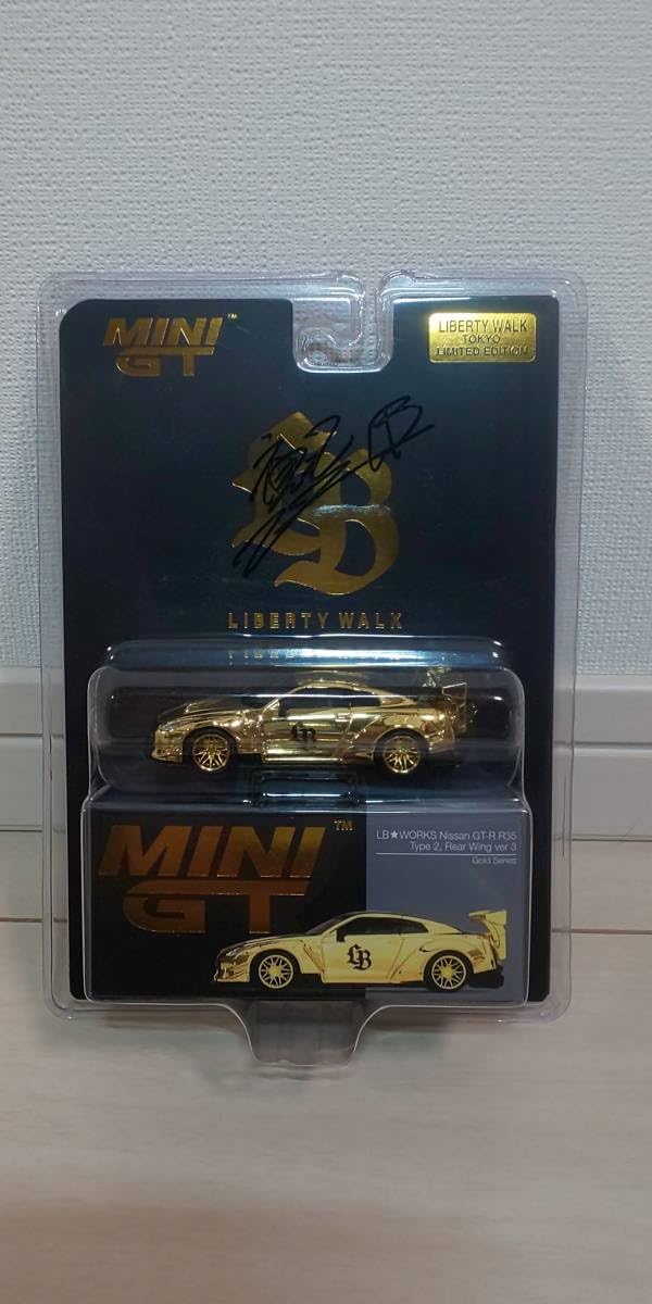 MINI GT リバティウォーク ゴールドミニカー サイン入り LIBERTY WALK
