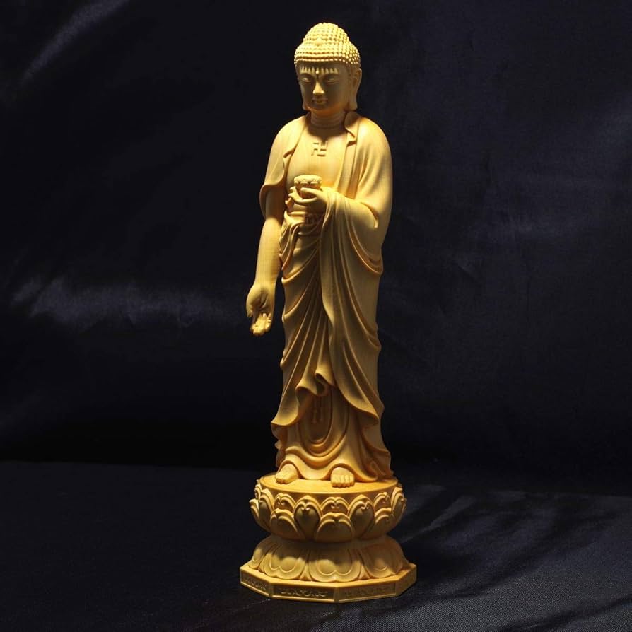 Amazon｜仏像 阿弥陀如来立像 高さ約20cm 天然木製(柘植ツゲ) 阿弥陀仏