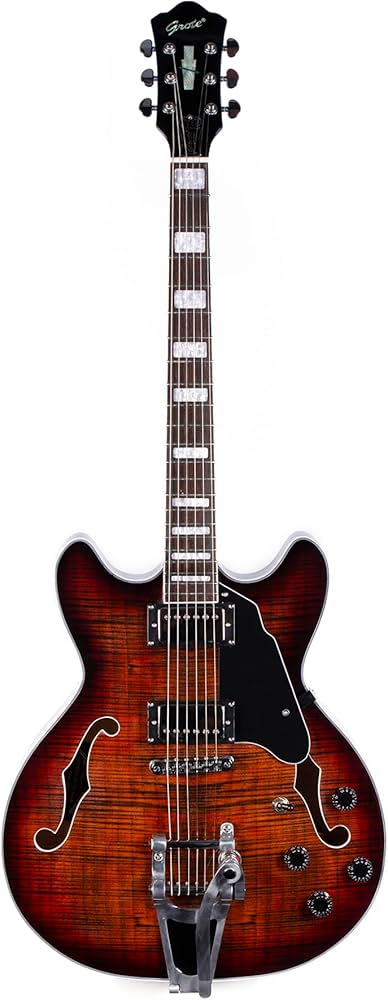 Amazon | GROTE 335 style Jazz Electric Guitar with Bigsby Semi