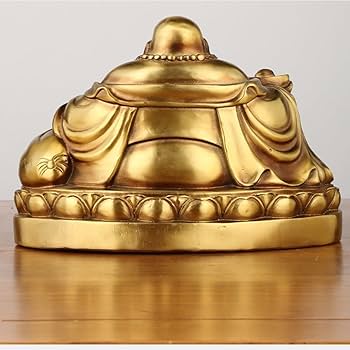 Amazon｜クラフト装飾品 真鍮製の弥勒仏、微笑み顔、元宝仏を抱く仏