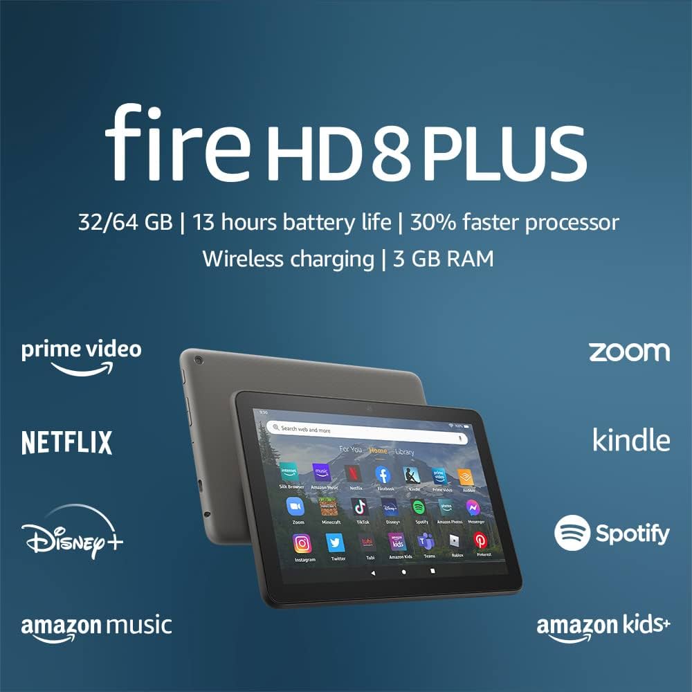2022 Gray Fire HD 8 Plus Tablet with 32 GB & 3GB RAM | Amazon