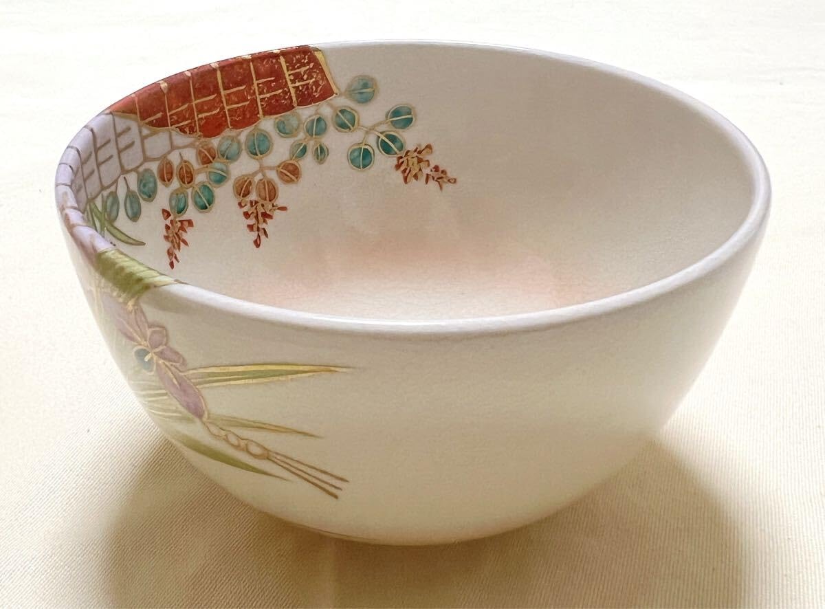 Amazon.co.jp: 京焼清水焼 平安紫雲造 橋本紫雲 扇面四季草花 茶碗