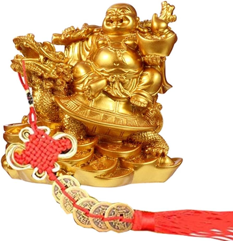 Amazon.co.jp: 布袋さん 置物 七福神 オブジェ インテリア 龍亀に座っ