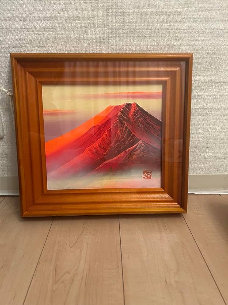 赤富士」百瀬善明 3D 立体画/風景画/絵画/日本画 富士山 盛り絵 美術