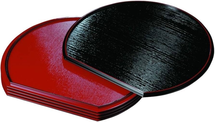 Amazon｜山家漆器店 半月盆 5枚組 お盆 トレー お正月 両面 日本製 尺