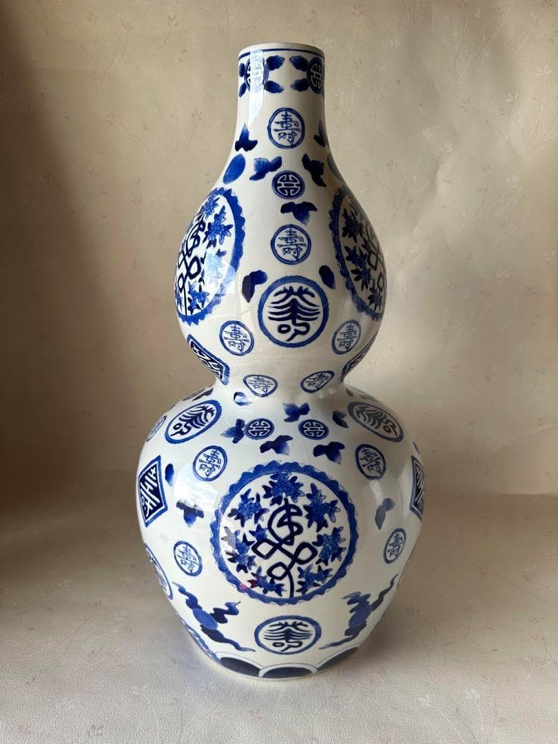 中国 染付 壺 花瓶 陶磁器 元代 人物画染付壺 花瓶 中国古玩