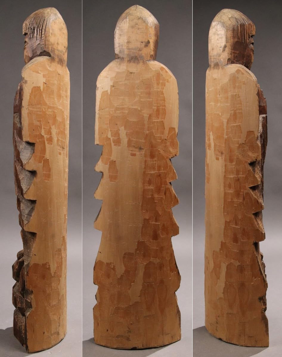 CG21 木彫 円空仏 高60.2cm / 仏教美術置物一刀彫仏像密教観音菩薩