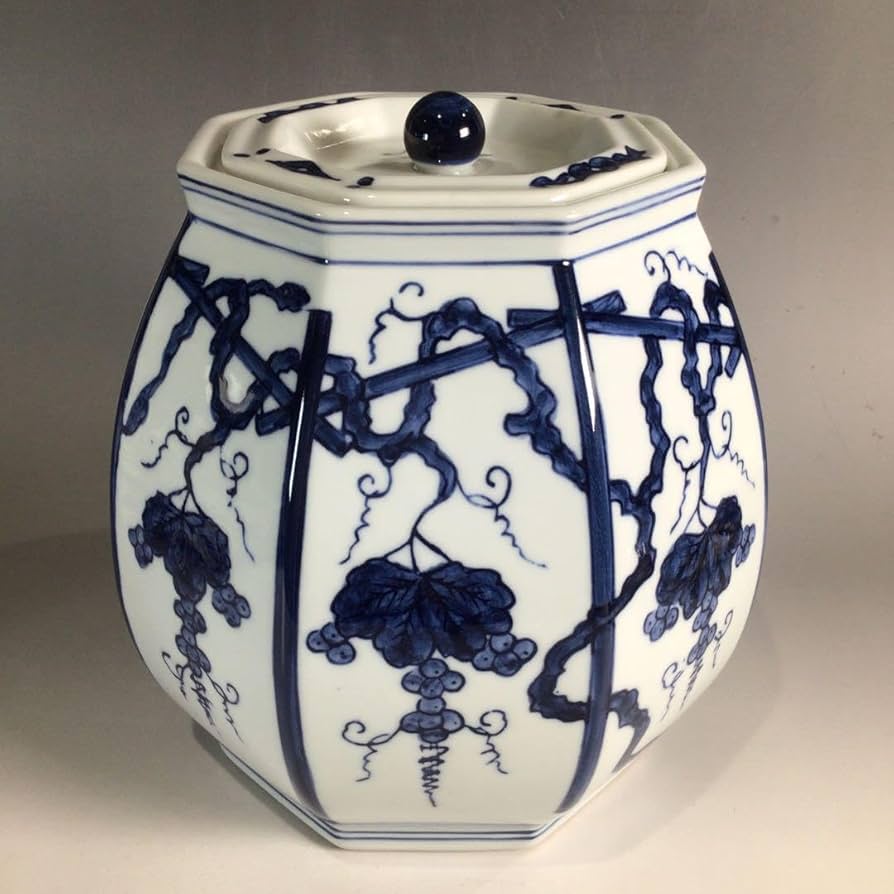 P291 皆具 『平安 鈴木康月造』『染付』『ぶどう棚皆具』 共箱