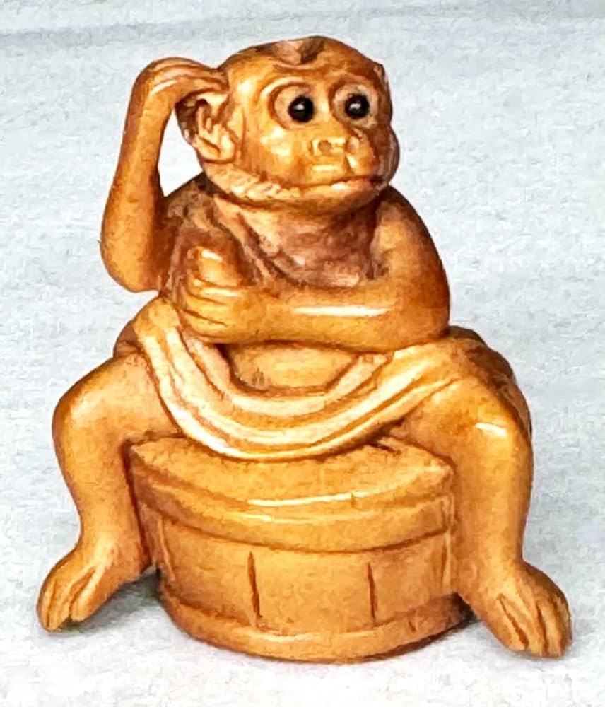 根付 猿 時代提物 木彫り 根付 猿 時代提物 木彫り 猿木彫根付 文化
