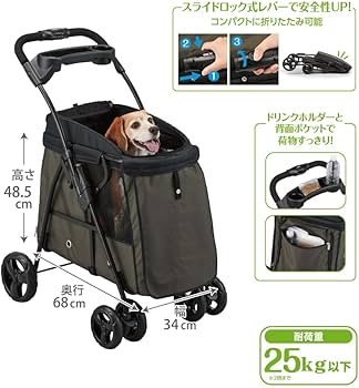 Amazon | ジェックス わんわんカート 中型犬用 モスグリーン ペット用