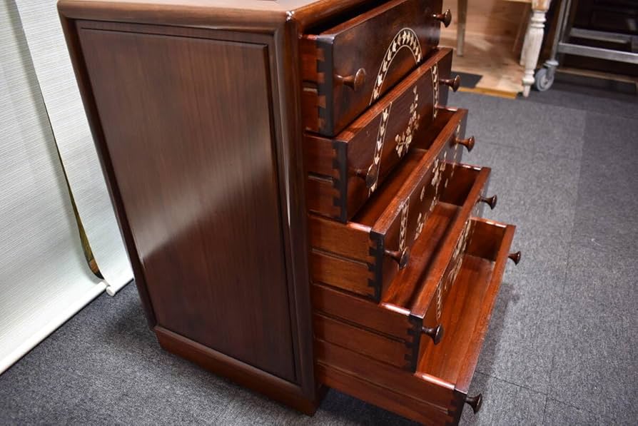 美品！アンティーク 6段引き出し チェスト 家具唐木 花梨 螺鈿細工