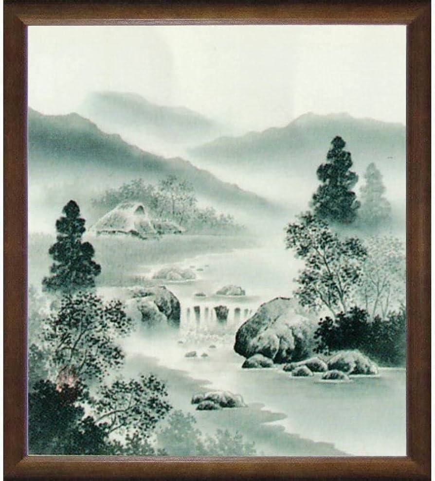 山と滝の日本画風作 山と滝の日本画風作品 山と滝の日本画風作品