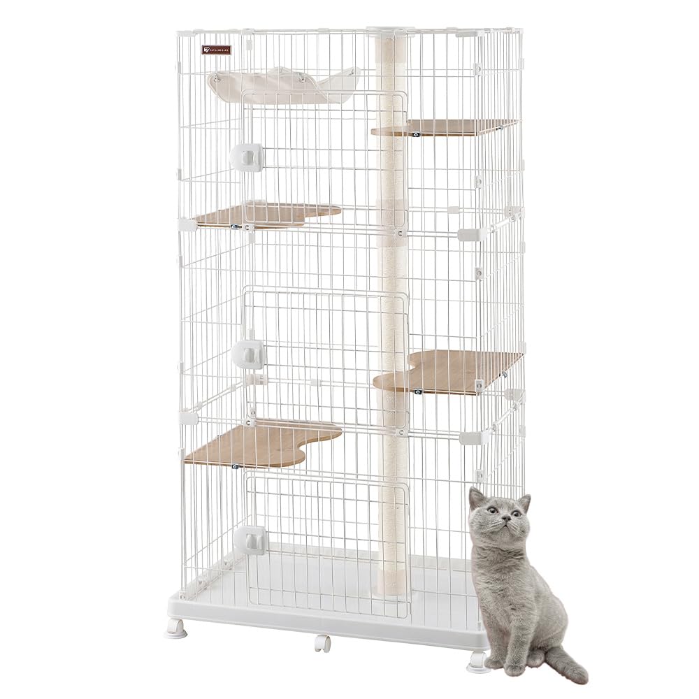 Amazon | アイリスオーヤマ キャットタワー付ケージ ワイド オフ