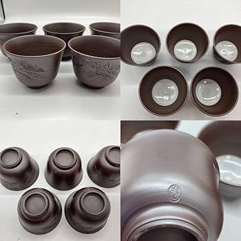 Amazon.co.jp: 萬古焼 万古焼 伊藤実山 實山造 煎茶器揃 共箱 木箱付