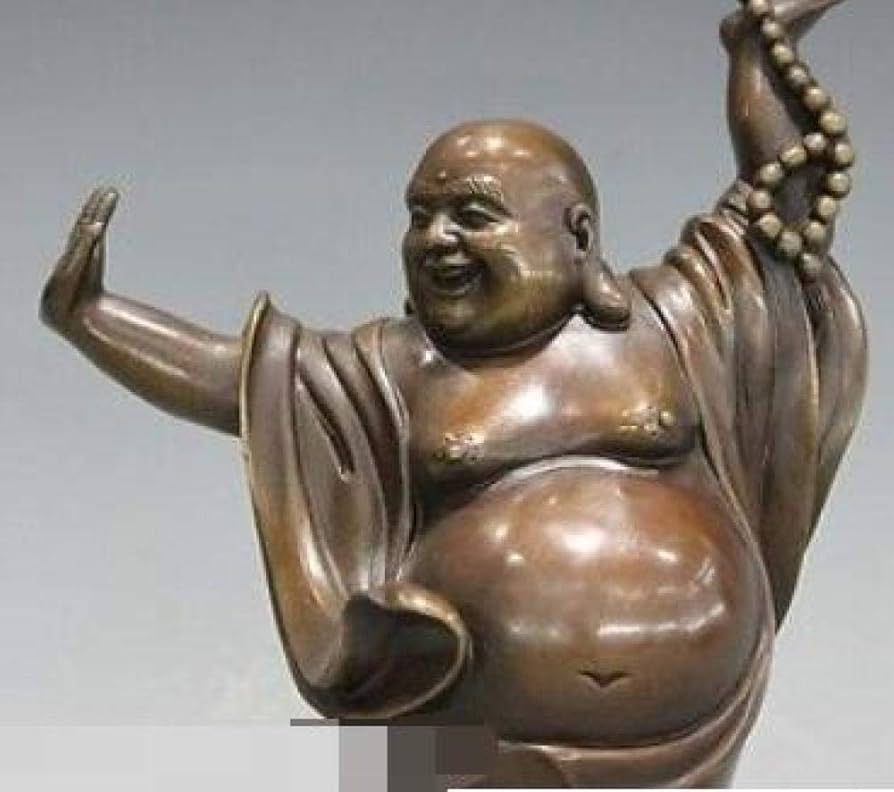 Amazon｜像の彫刻 中国仏教幸せな大きなお腹弥勒仏純粋な青銅の銅仏像