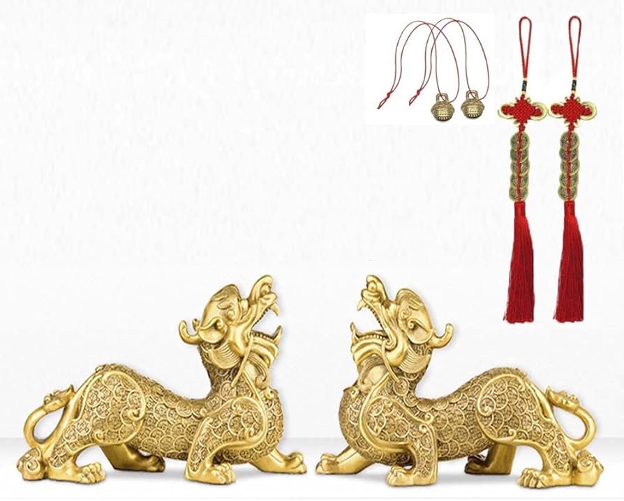 Amazon.co.jp: 貔貅 置物 ヒキュウ 招財 風水置物 雄雌セット 一対