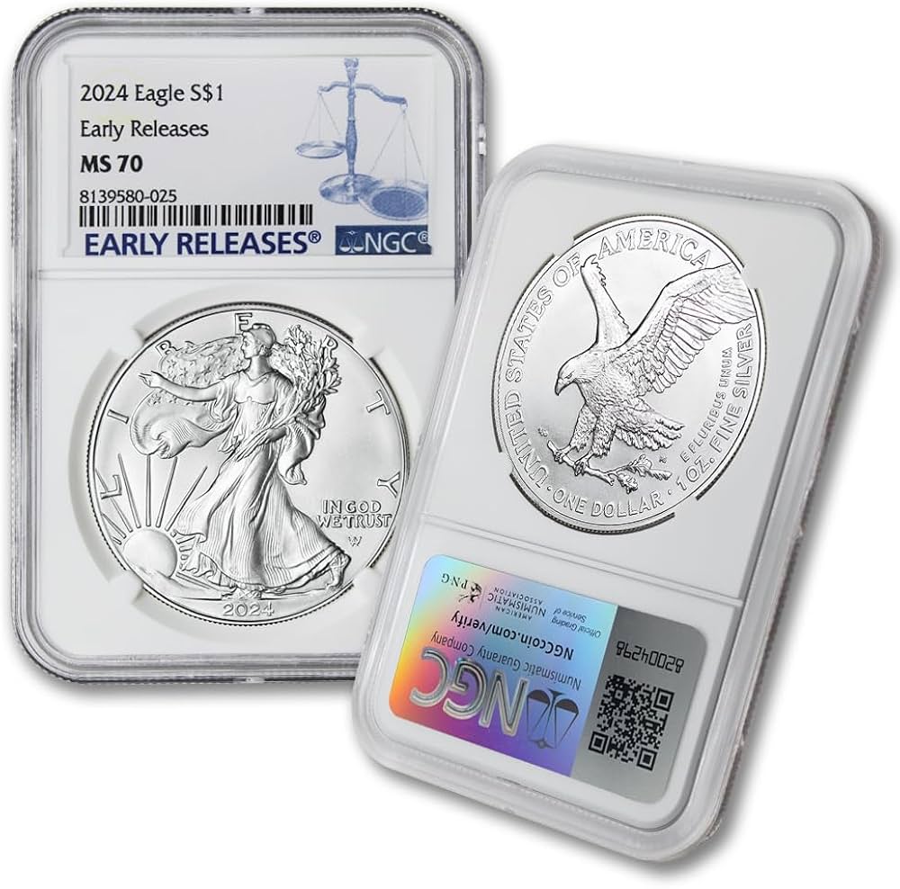 2024 1 oz American Silver Eagle Coin MS-70 (Early Releases) $1 NGC