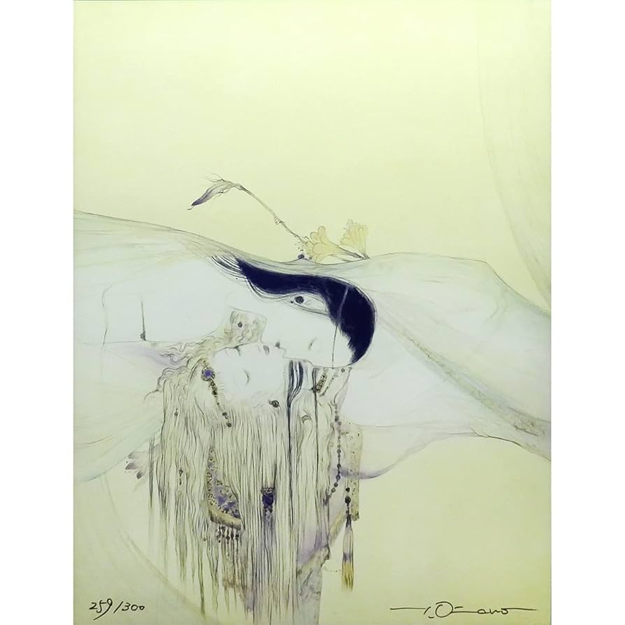 真作 真作 天野喜孝 黒き翼 アールビバン株式会社 版画 絵画 100/50 直筆