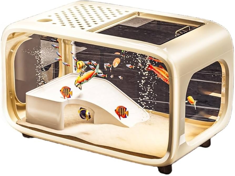 Amazon | SOLLENT 水槽セット 水換えが簡単給餌口 透明な水槽本体 小型