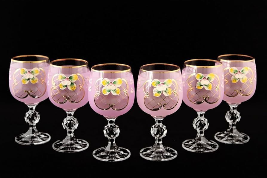 Amazon | Crystalex 6点 ボヘミアカラー クリスタル ビンテージ ピンク