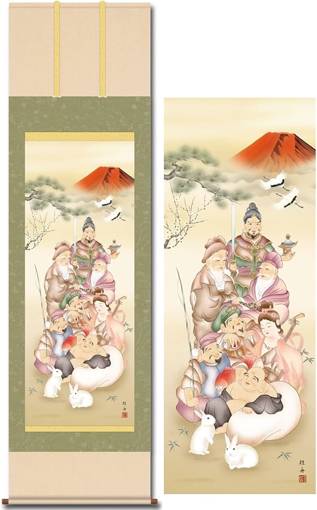 証書付】齐白石 贺寿图 三尺中堂／縁起良い丹頂鶴図／掛軸 証書付