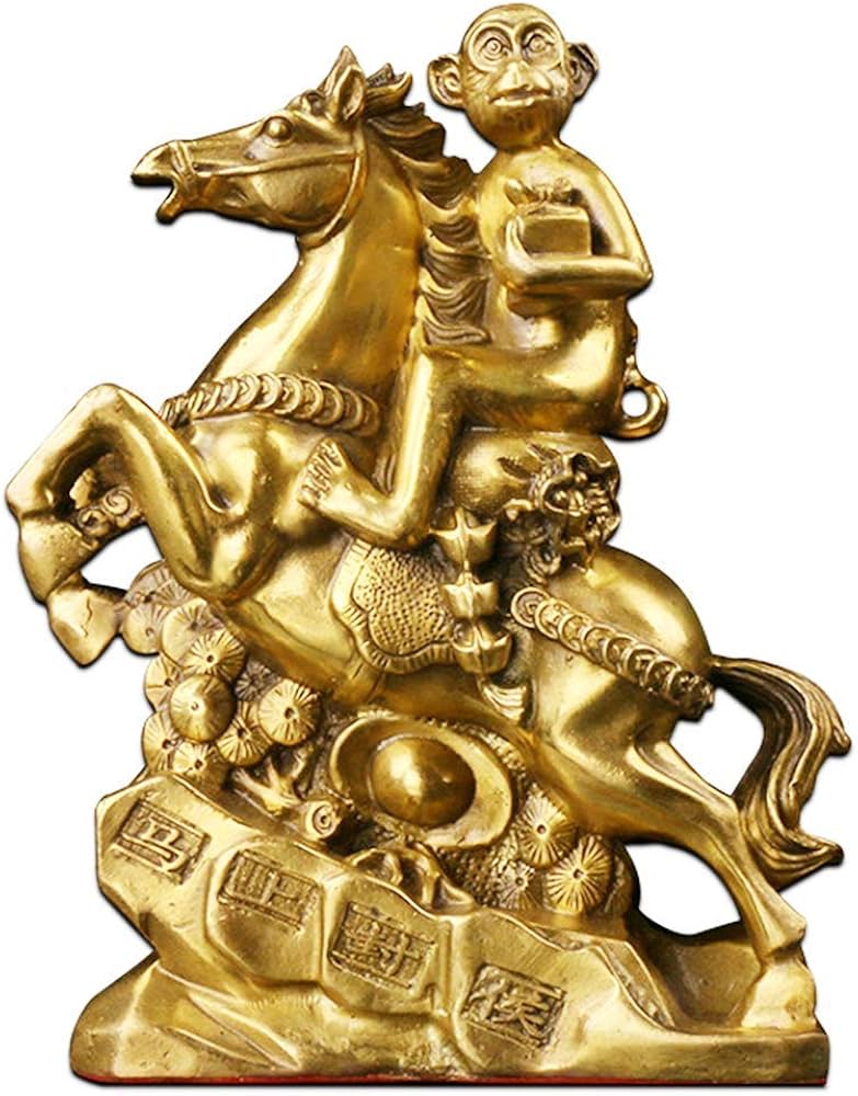 Amazon.co.jp: 風水像と置物中国の真鍮の馬の猿の装飾品、馬の彫刻に