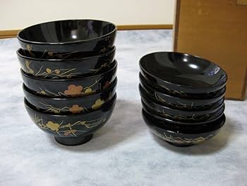 Amazon.co.jp: 特産布着請合輪島漆器5客組堅牢美術輪島塗吸物椀汁椀蓋
