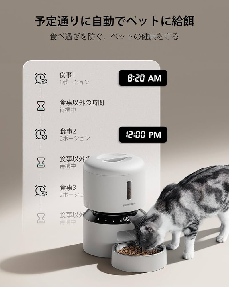 Amazon | PETLIBRO 自動給餌器 猫 中小型犬用 定時定量 1日6食 自動餌