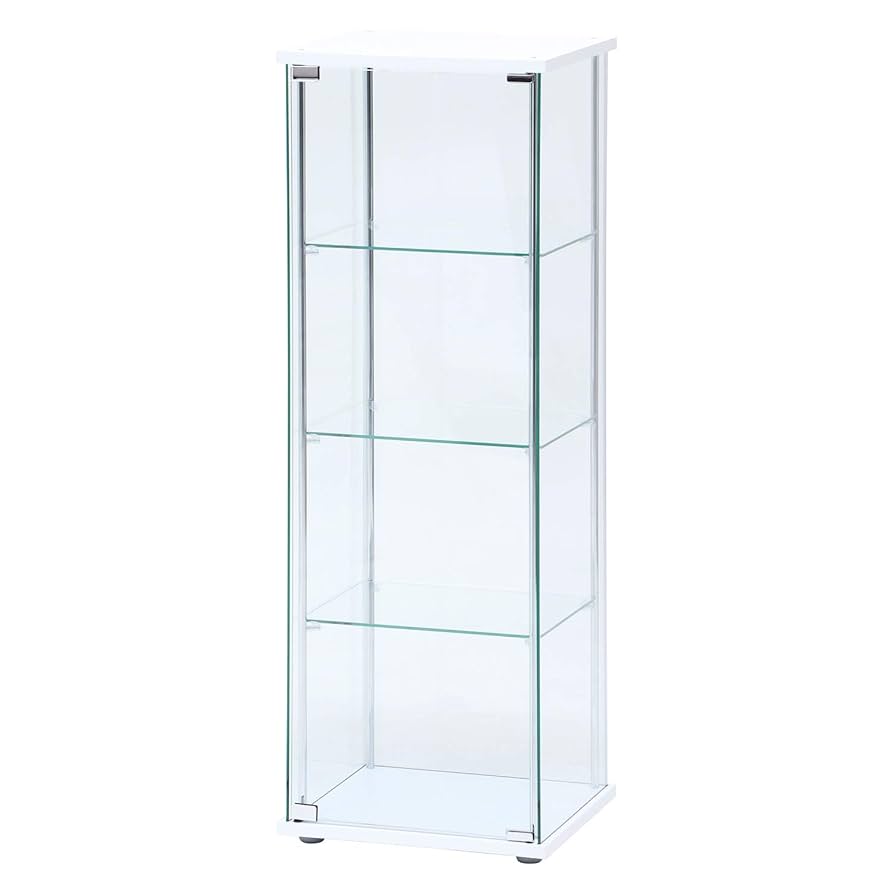新品】フィギュアケース 4段ワイド ホワイトコレクションケース ガラス
