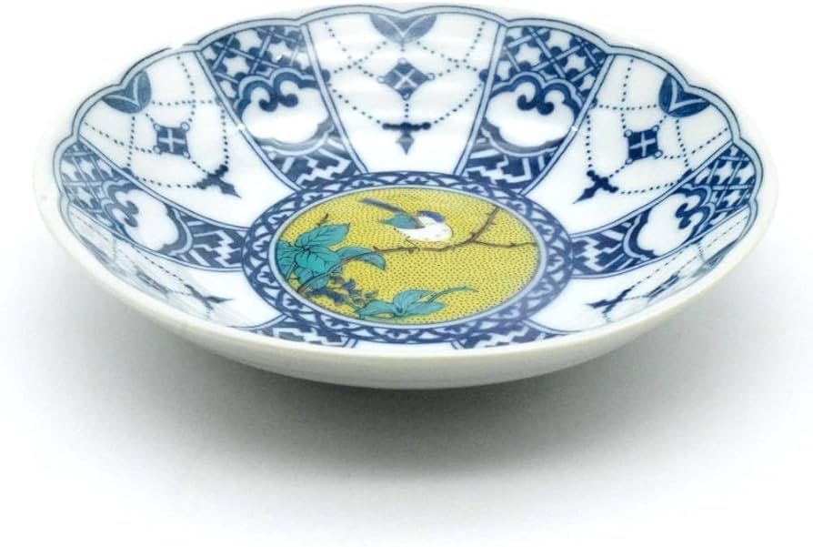 Amazon | （在庫限り）九谷焼 青風窯 4号皿揃 （5枚セット） 瓔珞紋