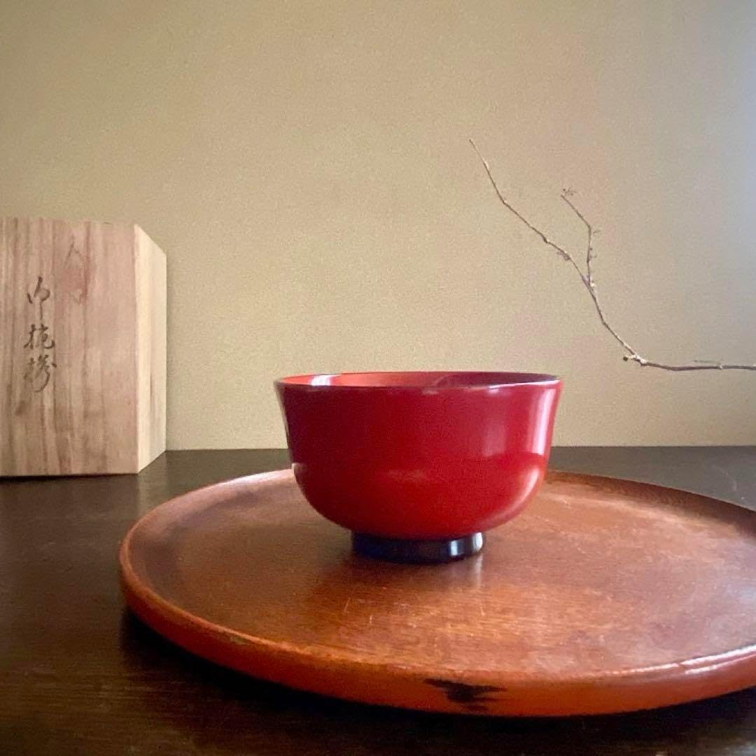 輪島塗 朱塗 大平椀 磨蒔絵 秋草の図 4客 輪島塗 朱塗 波千鳥撫子蒔絵