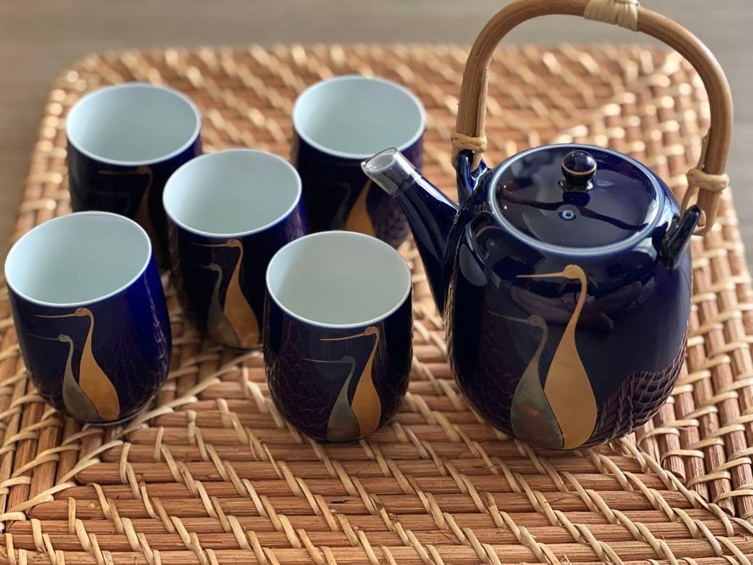 深川製磁超 小番茶器セット（夫婦鶴）急須＋湯呑み5客 深川