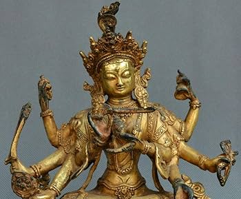 Amazon｜頭の彫刻像 チベット仏教ギルドブロンズ8本腕観音菩薩女神像