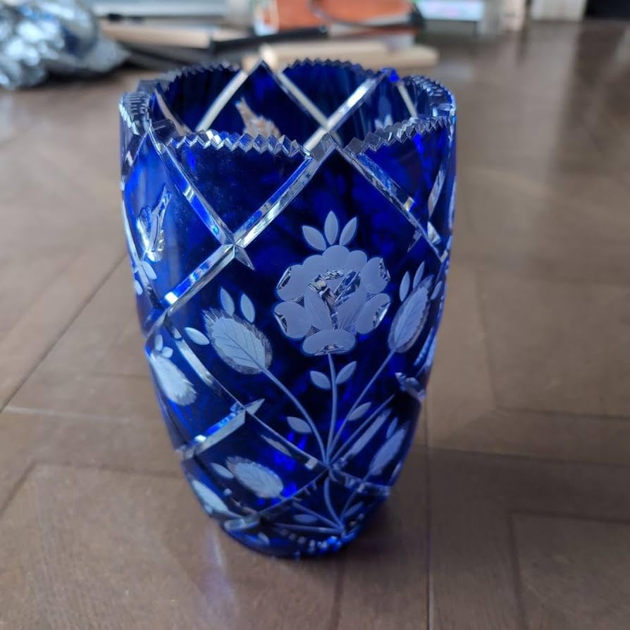 DRESDEN KRISTALL ドイツ製 花瓶 ドレスデンクリスタル ブルー Amazon
