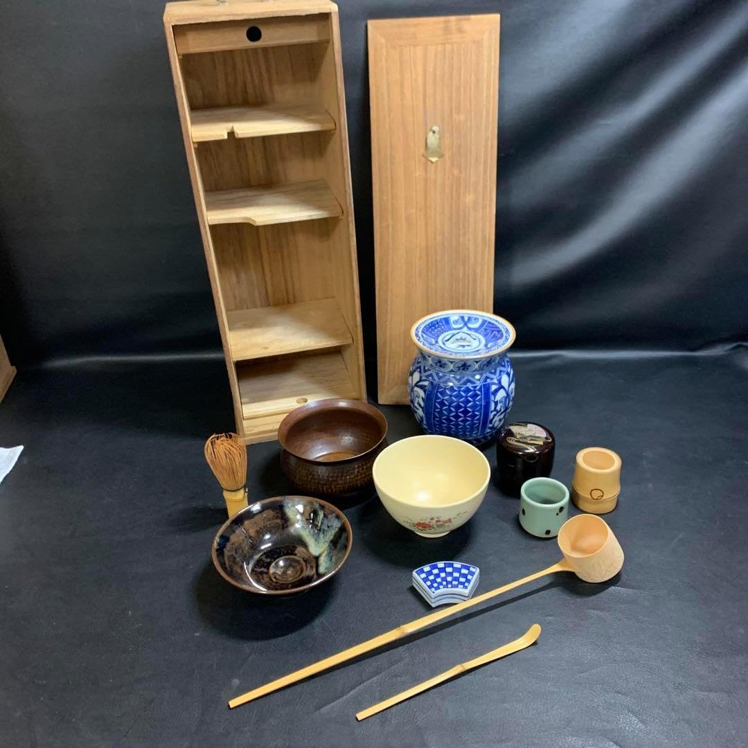 茶箱 茶道具セット 古物 歴史 棗 茶碗 水差し 茶灼 銘有 【公式通販】