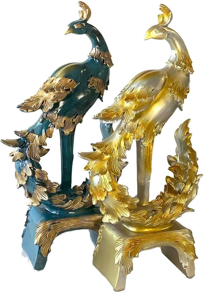 Amazon.co.jp: 鳳凰 フェニックス 置物 中サイズ 23cm 金 青