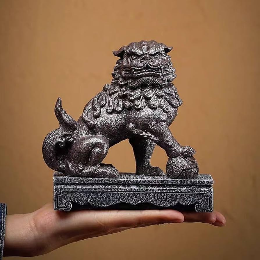 九谷焼 玉乗り獅子 シーサー 縁起物 金彩 狛犬 【親子セット】 九谷焼