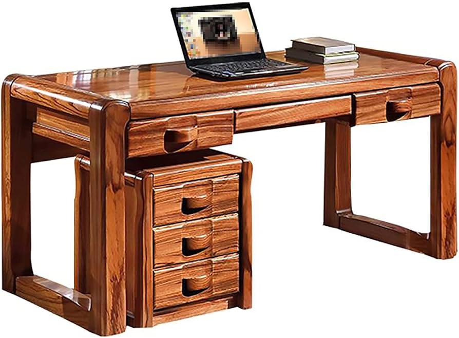 Amazon | 黒檀の机中国風の純木のコンピュータ机、収納引き出し付き
