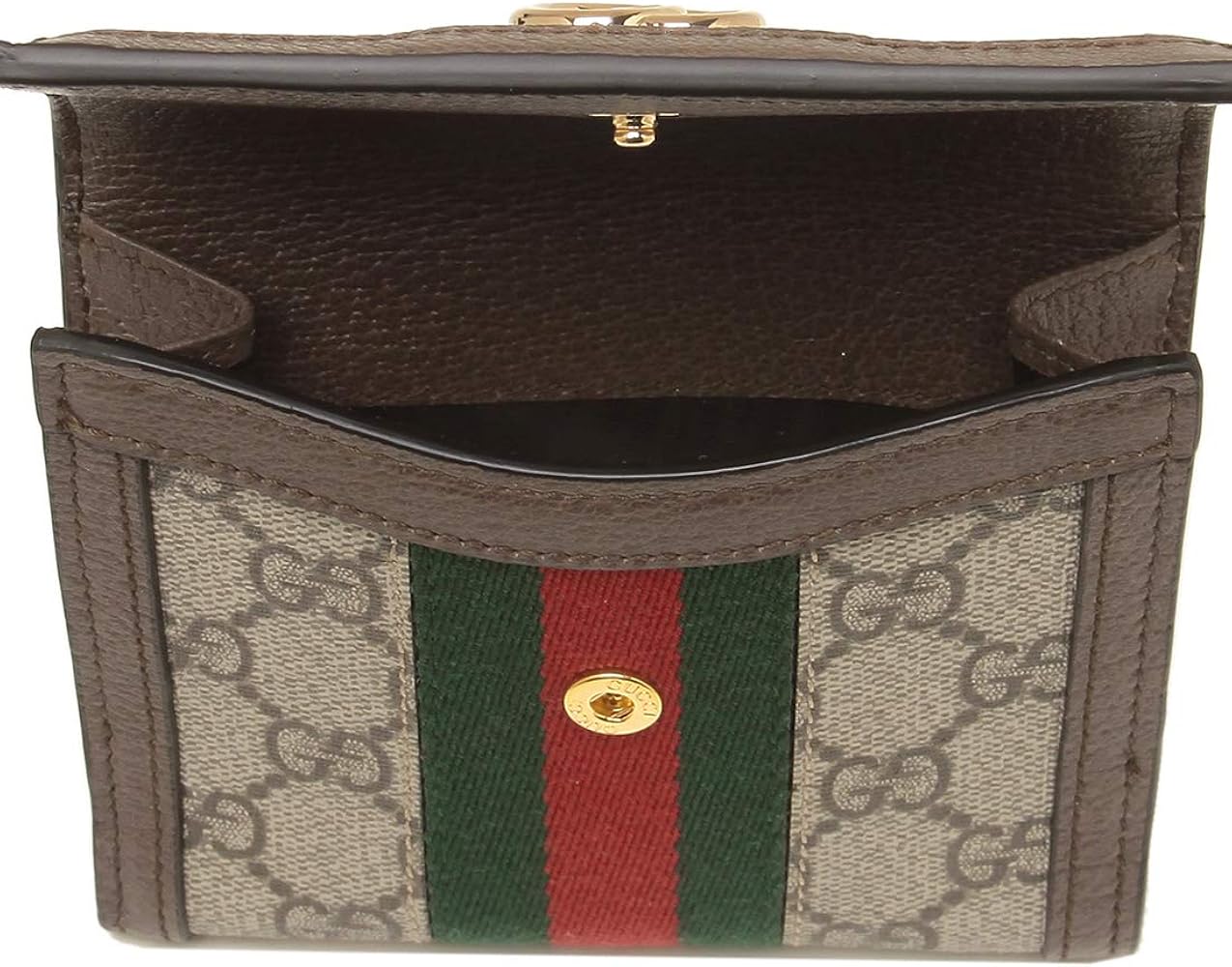 GUCCI グッチ 二つ折り財布 オフディアGG二つ折財布 ブラウン系 PVC