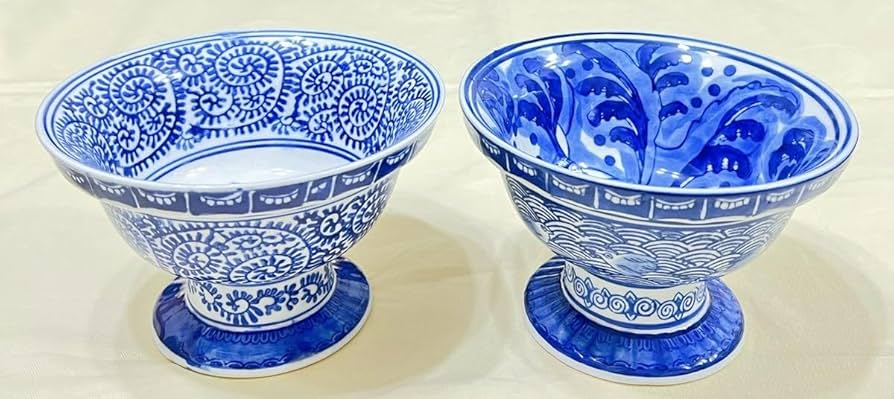 Amazon.co.jp: 陶磁器 染付松竹梅蛸唐草模様 波白兔絵 手桶花器＆高台