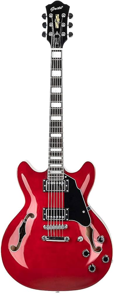 Amazon | GROTE Full Scale Electric Guitar Semi-Hollow Body Guitar