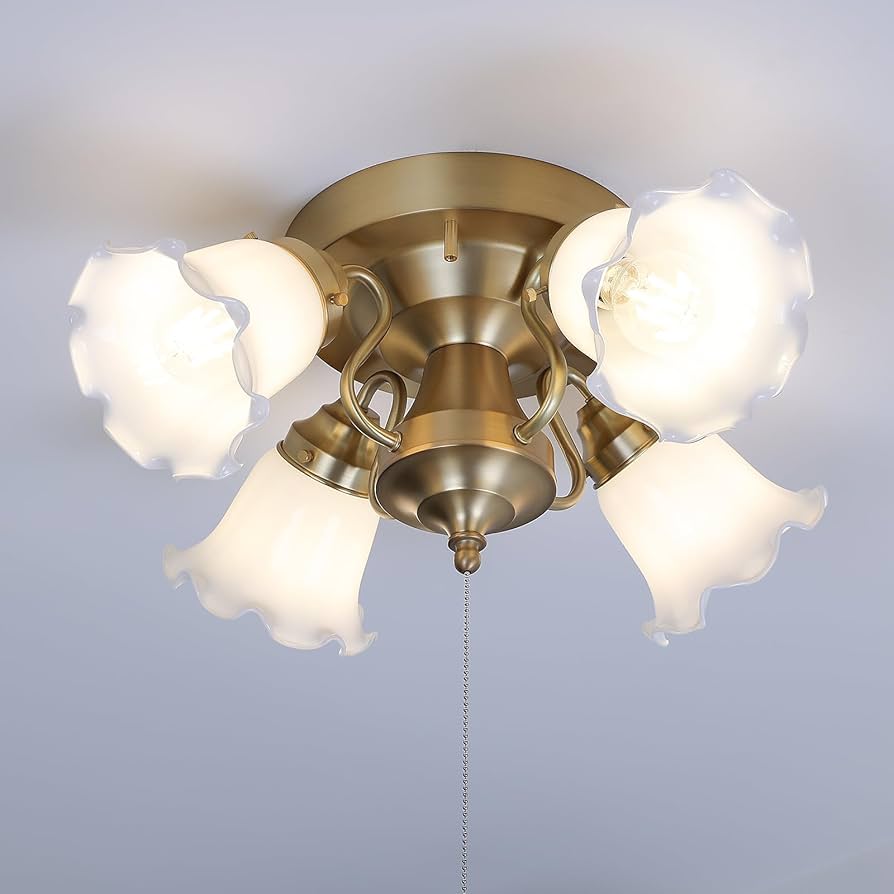 Amazon.co.jp : シャンデリア 4灯 ペンダントライト ガラス 真鍮