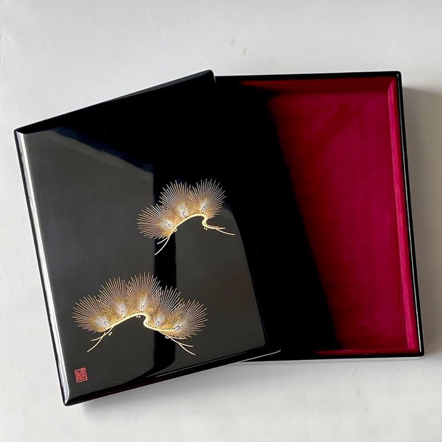 Amazon.co.jp: 輪島塗 文箱 伝統工芸 福久勝利 黒塗松沈金 高州堂