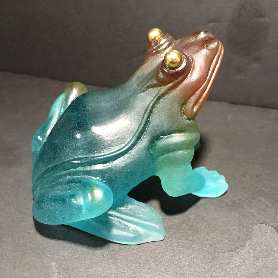 緑カエル蛙ドームフランス置物ナンシーガレアンティーククリスタル